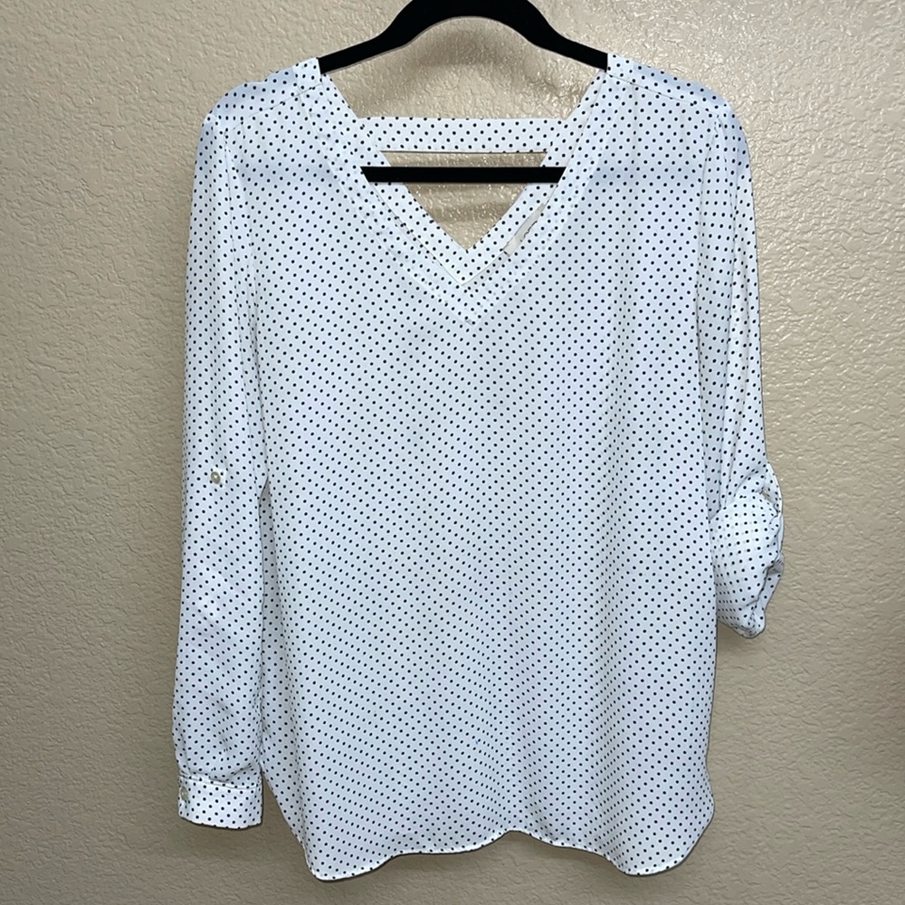 Loft pin dot blouse with back detail